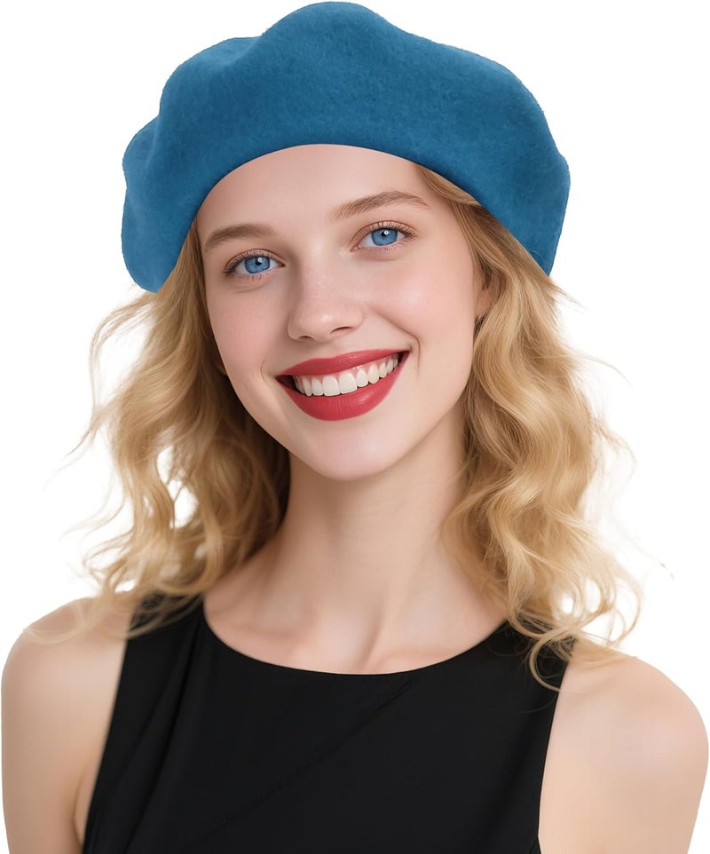 CKYPTFK Beret Hats for Women Holiday Wool French Style-Black/Red Church Hat-Clueless Outfit & Men's Beret - Image 1